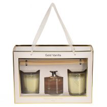 Itens Conjunto para presente, velas perfumadas com fragrância de ambiente em vidro com aroma de baunilha