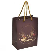 Itens Sacola de presente de Natal com chifres marrom/dourado 18x10x23cm 2 unidades