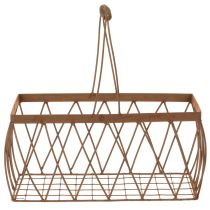 Itens Cesto de arame, metal, com aparência de ferrugem, 28x13,5x14cm, 2 peças