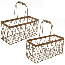Itens Cesta de malha de metal com aparência de ferrugem 28x13,5x14cm 2 unidades