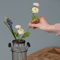 Itens Garrafa de vidro em cesto de metal, ideal para decoração na sala de estar, 20 cm