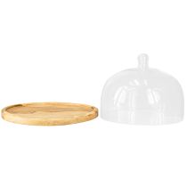 Itens Cúpula de vidro com decoração em placa de madeira cúpula de queijo Ø22cm H16,5cm