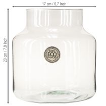 Itens Vaso de vidro redondo para flores grande 100% vidro reciclado H20 Ø17cm