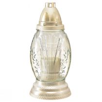 Itens Vaso de vidro com luz grave lanterna retrô grave ouro branco transparente Ø11cm Alt.26,5cm