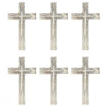 Itens Sepultura decoração cruz rústica cinza branco poliresina 12×7cm 6 un