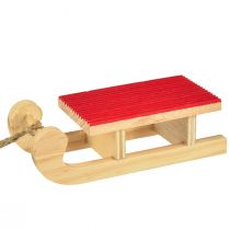 Itens Miniatura de trenó de madeira, vermelho-natural, 4x8,5 cm, conjunto de 6 - decoração de Natal