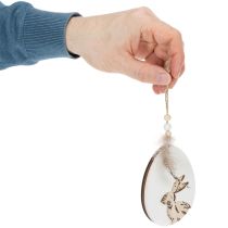 Itens Ovos de Páscoa de madeira para pendurar, brancos e pretos, 10 cm, conjunto de 6 peças.