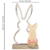 Itens Coelho mãe com filho coelho decoração natural prata 26,5cm