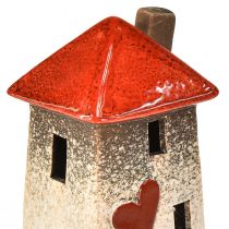 Itens Casas de cerâmica amorosas - desenho de coração, vermelho e natural, 17,5 cm - decoração romântica para a casa, 2 peças