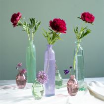 Itens Vaso alto para flores garrafas roxas vidro decorativo Ø6,5cm H30cm