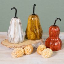 Itens Pera de madeira decorativa, pera de madeira, outono, vermelho, amarelo e branco, 12×6cm, 3 peças