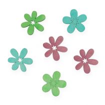 Madeira espalhada com flores em cores variadas Ø4cm 72pcs