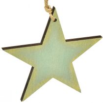 Itens Estrelas de madeira para pendurar decoração de janela ouro menta 12/20/26cm conjunto de 3