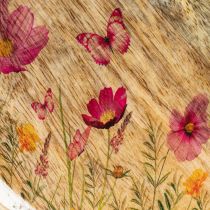 Itens Pratos de madeira com flores e borboletas, rosa natural, Ø15cm, conjunto de 3 peças