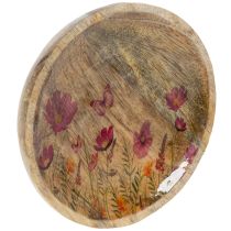 Itens Pratos de madeira com flores e borboletas, rosa natural, Ø15cm, conjunto de 3 peças