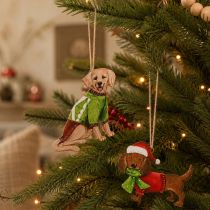 Itens Enfeite de Natal em forma de cachorro, enfeite decorativo para pendurar, cachorro com cachecol e chapéu, 12 cm, 2 peças.