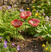 Itens Conjunto de 6 peças de flores de papoula de cerâmica para decoração romântica de jardim e canteiros de flores na primavera, 31 cm.