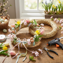 Itens Guirlanda de palha para arranjos florais, ideal para portas e decoração sazonal. Dimensões: 25/4 cm (2 unidades).