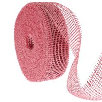 Itens Fita de juta rosa, 5 cm de largura, 40 m de comprimento.