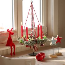 Itens Banco Edge Decoração de Natal Flocado de Alce 31cm Vermelho 3 peças