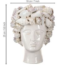 Itens Vaso de Cerâmica com Conchas – Busto Decorativo Mediterrâneo para Plantas e Flores 25cm