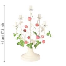 Itens Castiçal 5 braços metal creme decoração morango H44cm