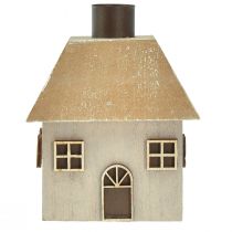 Itens Castiçal de Natal em forma de casinha de madeira, cinza, 9×9×11cm, 2 peças