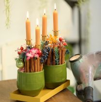 Itens Porta-velas coroa dourada, porta-velas bastão metal 4 peças
