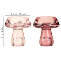 Itens Porta-velas cogumelo porta-velas vidro baga Ø6,5cm H7cm 2 unidades