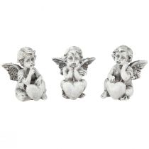 Itens Anjinho com decoração de túmulo de coração cinza Alt.5,5 cm 6 unidades