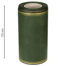 Itens Fita elegante em moiré para guirlanda, 175 mm, verde-escura com borda perolada e trama de tafetá, ideal para ocasiões festivas.