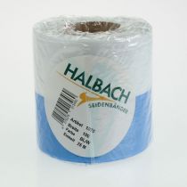 Itens Fita decorativa de tafetá azul e branca com efeito moiré para guirlandas, 100 mm.