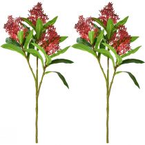 Itens Flores artificiais vermelhas Skimmia japonica Skimmie 45cm 2 unidades