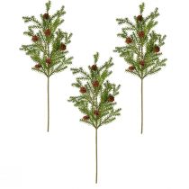 Itens Galhos de pinheiro artificiais com pinhas, 48 cm – Decoração de Natal, conjunto de 3 galhos de pinheiro, verde
