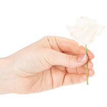 Itens Rosa artificial, cor creme, flor de 10 cm no caule, 100 unidades.