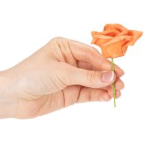 Itens Rosa artificial laranja, flor de 5 cm, individual, pacote com 100 unidades.