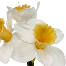 Narcisos artificiais flores de seda narciso branco 40cm 3 unidades
