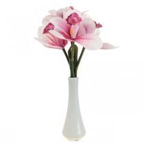 Orquídeas artificiais flores artificiais em vaso branco/rosa 28cm