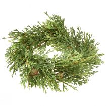 Itens Pequena coroa de Natal artificial de pinheiro, verde com pinhas, Ø24cm, Natalina
