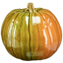 Itens Abóbora decorativa de cerâmica em tons verdes brilhantes - 17,5 cm - perfeita para decoração de mesa de outono