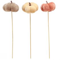Itens Abóbora decorativa feita de tecido em palito amarelo marrom laranja Ø7cm 9 peças