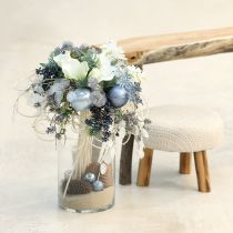 Itens Conjunto de bolas em azul/prata – fosco e brilhante, decoração de vidro para floricultura de inverno 7,5 cm 12 peças