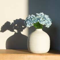 Itens Flores artificiais de hortênsia, com design realista, para decoração de sala de estar, 34 cm, conjunto de 3 peças.