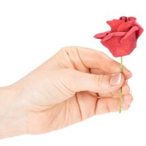 Itens Rosa vermelha artificial com haste, 5 cm, 100 unidades