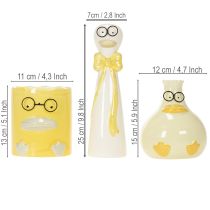Itens Conjunto de 3 Figuras de Cerâmica Pato com Óculos - Decoração Primavera/Verão 25cm