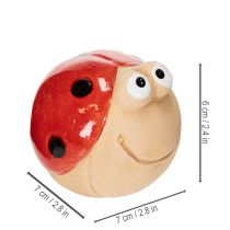 Itens Conjunto de 3 figuras decorativas de joaninha em cerâmica, 7 cm, para enfeitar jardins e peitoris de janelas.