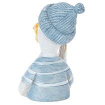 Itens Decoração náutica de mesa com gaivota, nas cores azul, branca e prateada, 11 cm de altura.