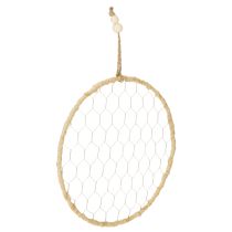 Itens Conjunto de 4 anéis decorativos boho em metal prateado, Ø28cm com ráfia natural - decoração para pendurar ou decorar a parede.