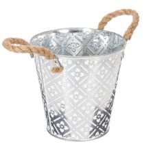 Itens Vaso de metal para plantas, vaso de flores com alças, floreira com estampa floral Ø18cm