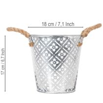 Itens Vaso de metal para plantas, vaso de flores com alças, floreira com estampa floral Ø18cm